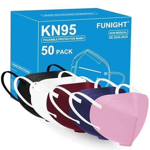 Funight KN95 Adult Masks 50 Pack 5 Layers Color Disposable Dust Masks with Filtering Efficiency¡Ã95% Safety Breathable Mask