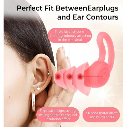 Kid Ear Plugs, 4 Pairs Kids Loop Earplugs, Reusable Kids Noise Cancelling `& Adult Noise Reduction, Sleeping, Concerts, Travel, Swimming (Black, Pink, Green, Gray)