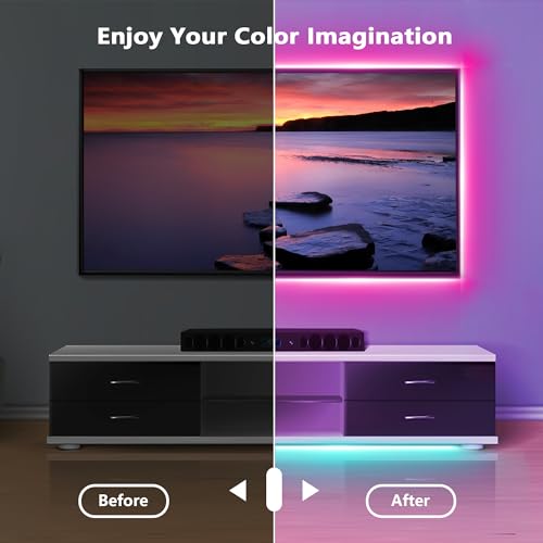 NBBUFF 50ft RGB LED Strip Lights for Bedroom with Remote & App Control, Music Sync