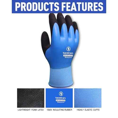 Electrician Insulated Gloves 1000V High Voltage, Waterproof for Palm Rubber Non-Slip Electrical Gloves