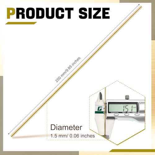 Moxweyeni 40 Pcs Brass Rods 1.5 mm 2 mm Brass Welding Brazing Rods Copper Alloy Solid for DIY Craft Drift Punches Knife Handle Lathe(1.5 mm)