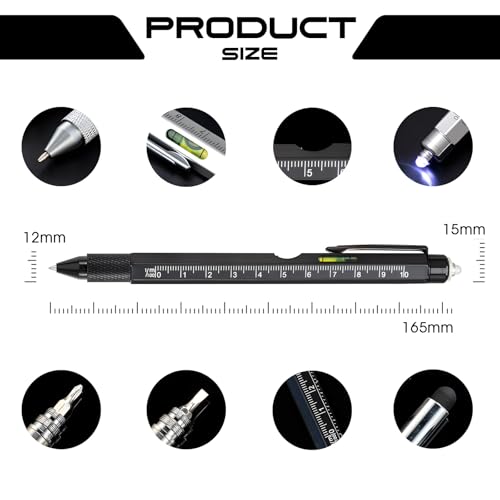 Christmas Gifts Stocking Stuffers for Men,Multitool Pen 9 in 1 Innovative Gift for Men,with LED Light,Ruler, Stylus,Bubble Level,Screwdrivers,Unique Gifts Gadgets for Him,Boyfriend,Husband