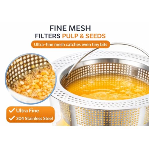 Pulp Strainer for Nama J2 Cold Press Juicer - 304 Stainless Finishing Filter, Hand-Wash