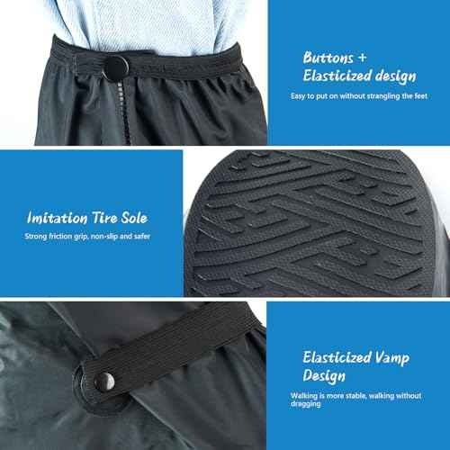 IwIeIaIrI Waterproof Rain Boot Shoe Cover Non-Slip Waterproof Boot Covers for Snow & Rain, Walking, Hiking & Motorcycle Gear Shoe Cover PVC Material with Safety Reflector Reusable & Foldable Black(XL)