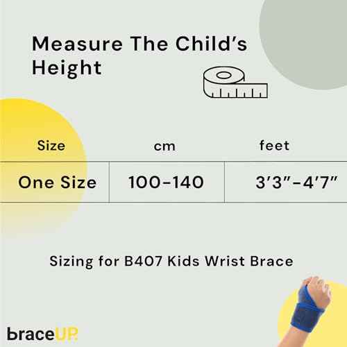 BraceUP Adjustable Kids Wrist Brace- Youth Wrist Support, Kids Wrist Splint, Child Wrist Brace for Sports and Daily Use, Boys and Girls (Height 3¡¯3¡±-4¡¯7¡±, 100-140 cm)