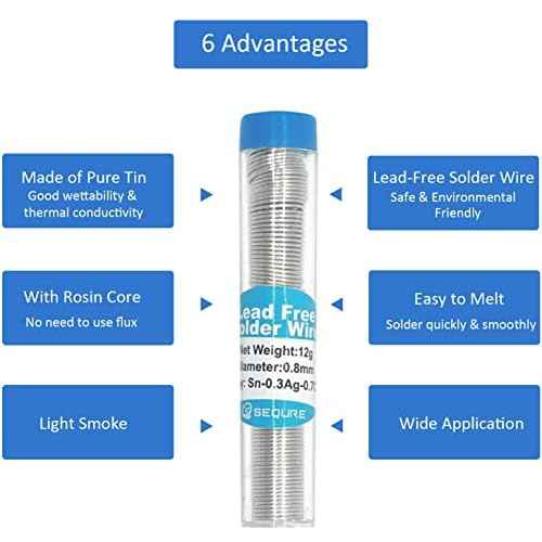 Rosin Core Solder, Lead-Free Solder Flux Wire, Diameter 0.8mm, 20g Portable Tin Solder for Electrical Soldering, Circuit boards, DIY, Welding Work - 2PCS