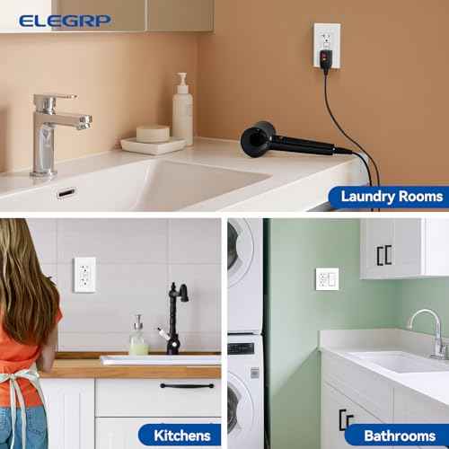 ELEGRP GFCI Outlet 20 Amp, Self-Test GFI Electrical Outlet with Thinner Design, TR Tamper Resistant GFCI Receptacle, Ground Fault Circuit Interrupters with Wall Plate, UL Listed, Matte White, 1 Pack