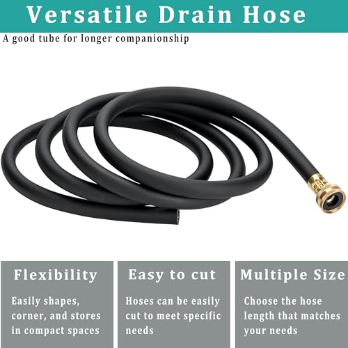 5FT Black Dehumidifier Drain Hose with 3/4” Brass FHT Connector - Rustproof & Leak-Proof