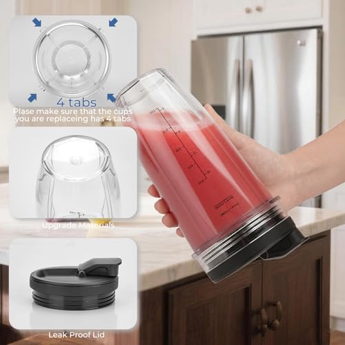 Ninja Blender Replacement Blade 7-Fin, 24oz Cups & Sip & Seal Lids - 2 Pack (BN401 BN751 BN801 BL480-30 etc.)
