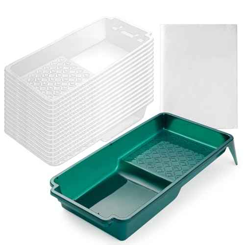 Paint Tray Liner, 4 Inch Paint Roller Tray with 15 Pcs Disposable Paint Liners, Small Paint Tray Set, Plastic Paint Pan, Easy to Clean House Painting Supplies for Walls, DIY Projects