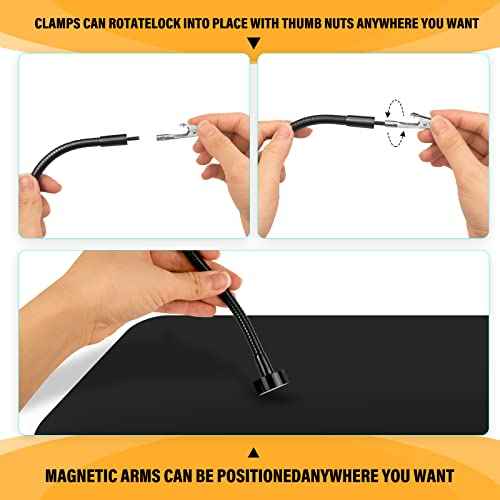 2 Pieces Magnetic Helping Hands Soldering, Soldering Helping Hand with Flexible Gooseneck Metal Arms with Adjustable Alligator Clips