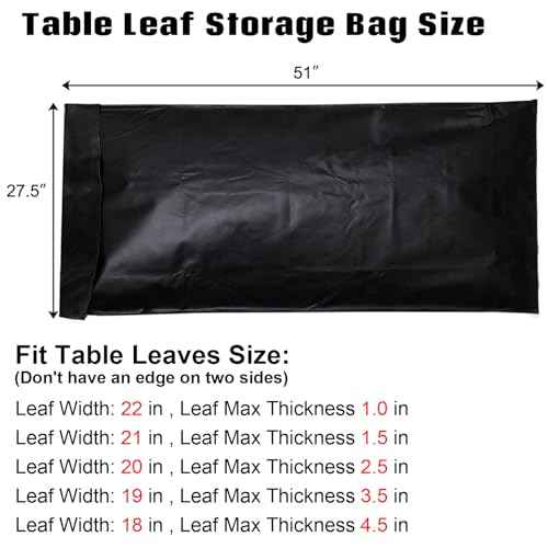 Table Leaf Storage Bag Padded 2 Pack, Heavy Duty Dining Table Leaf Bag, 51'' x 28'' Thick Flannel Backing Dining Table Cover Protector, Scratch Resistant, Fit 50''x 26'' Table Leaves