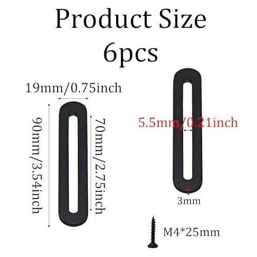 AUXBC 6-Pack 90mm Adjustable Flat Mending Plates with Slots Black Stainless Steel Furniture Brackets
