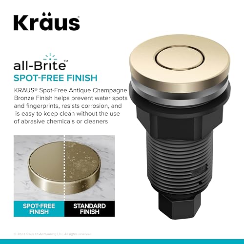 KRAUS Garbage Disposal Air Switch Button - Spot-Free Antique Champagne Bronze