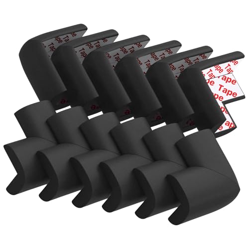 12 Pack Baby Proofing Corner Guards Black - Child Safety Edge Protectors