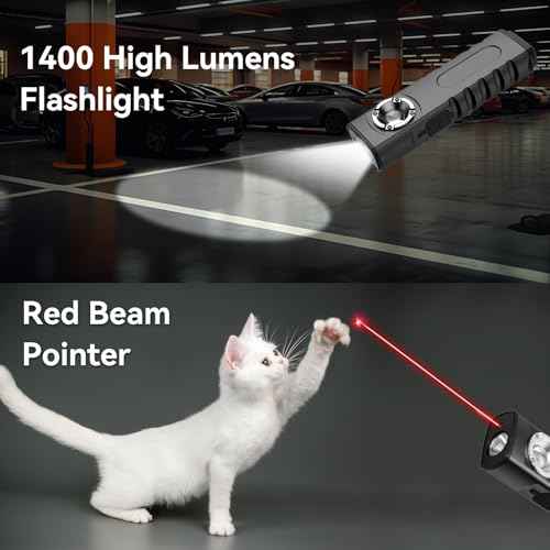 EDC Flashlight with Red Beam Combo Magnetic Work Light Rechargeable Stepless Dimming Flashlight Thickened Aluminium Alloy Material