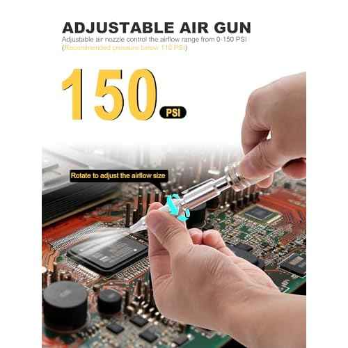 2-Packs Adjustable Pocket Air Blow Gun, Industrial Style "M" 1/4 Inches Quick Plug, 150 PSI Max Portable Air Blower Pen for Dust Cleaning