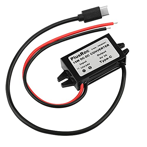 PlusRoc Waterproof DC 12V/24V to 5V 3A USB-C Step-Down Power Converter - Variation: USB Type-C Connector