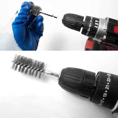 6PCS Stainless Steel Bore Brush Set with 1/4" Hex Shank Twisted Drill Wire Bore Brush Set,Bristles Wire Brush for Power Drill, Different Sizes (8, 10, 12, 15, 17, 19mm) for Rust and Tube Cleaning