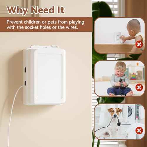 Mom's Choice Gold Awards Winner - EUDEMON 1 Pack Updated Baby Safety Electrical Outlet Cover Box Childproof Plug Cover - More Space for Large Plugs Easy to Install & Use (White)