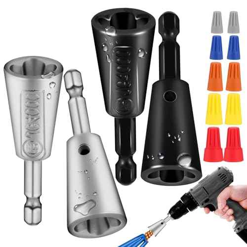 4 Pcs Multifunctional Wire Twister Tool for Drill, Lightweight Wire Nut Twister Compatible with 8 to 24 Awg and 2 to 7 Ways Effortlessly, Wire Nut Twister for Drill for Electrical Power Drill