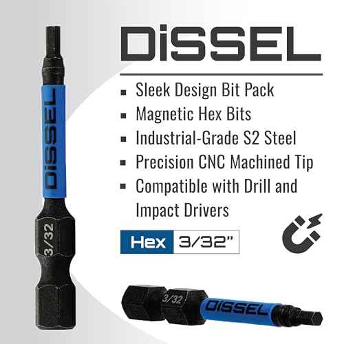 3/32 Hex Bit Set - SAE Magnetic 3/32 Allen Wrench, Durable S2 Steel Hex Driver for Bike, Furniture & RC Repairs (6pc). Impact Grade Allen Bits Designed for Precision and Durability.