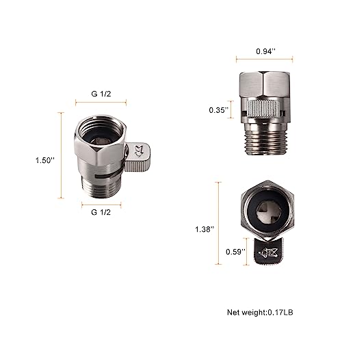 ChuangTim Brushed Nickel Water Flow Control Valve for Shower, 1/2" Brass Shut Off Regulator