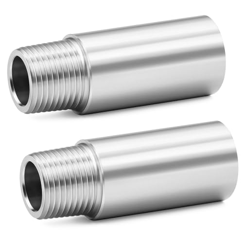 ChillWaves 1/2" NPT Male x 1/2" NPT Female Stainless Steel Pipe Nipple - 2" Length (50mm) - 2 Pack
