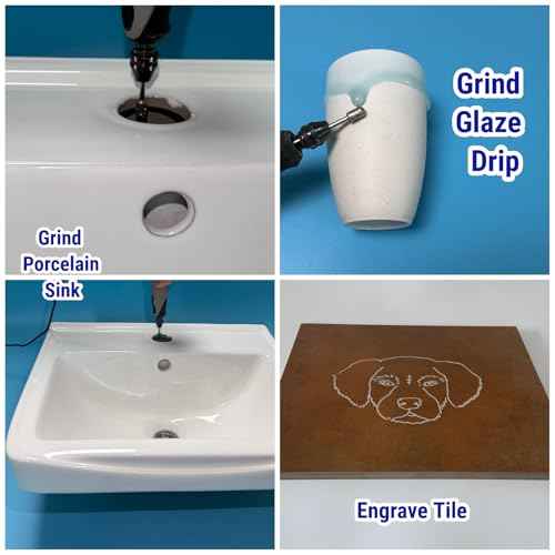 20Pcs 46-Grit Diamond Grinder Bit 1/8" Shank Compatible with Dremel Rotary Tool Attachment Accessories Grinding Burrs for Stone Glass Resin Porcelain Ceramic Quartz Glaze Steel Carve Engrave Polish