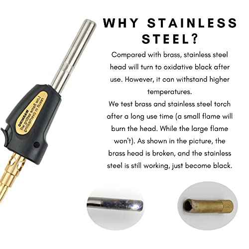 Self-Ignition Stainless Steel Head MAPP Gas Torch 360¡Æ Swivel For Soldering, brazing