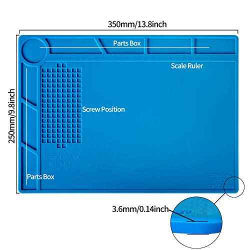 Kaisi S-130 Insulation Silicone Soldering Mat Repair Mat, Heat Resistant Silicone Work Mats 932¡ÆF with Scale Ruler and Screw Position for Soldering, CellPhone Electronics Repair, Size: 13.8 x 9.8 inch