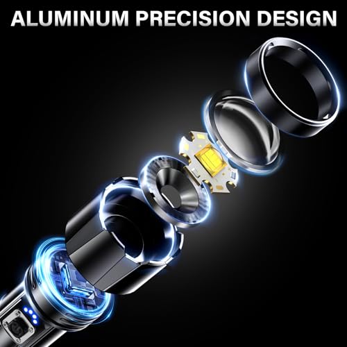 AKNEAR Rechargeable LED Flashlight 2 Pack High Lumens Super Bright Black