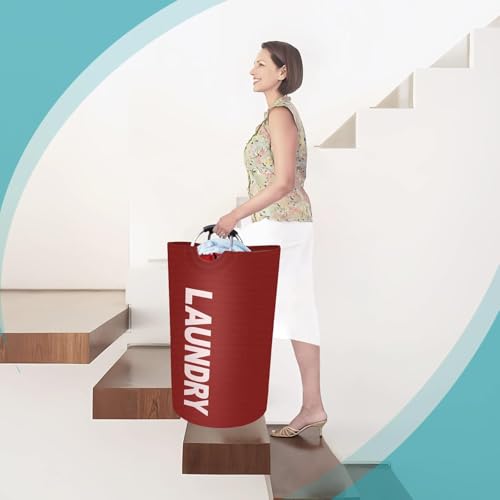 Vivicreate 115L Tall Collapsible Laundry Basket with Aluminum Handles - RED