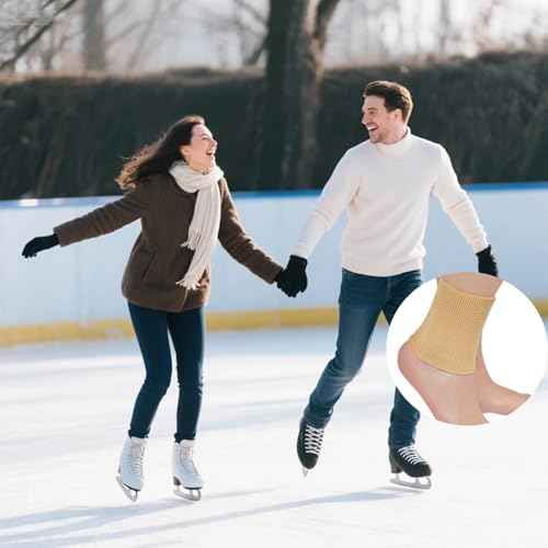 Ankle Gel Sleeves with Cushion Support Elastic Sleeves for Ice Skating, Hockey, Hiking Nude Color Non-Slip 1 Pair