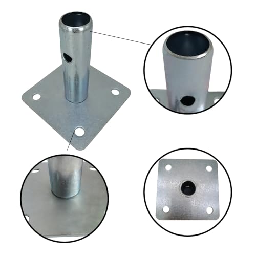 Galvanized Scaffold Base Plates with Pins for Baker Style Support, 4 Pack