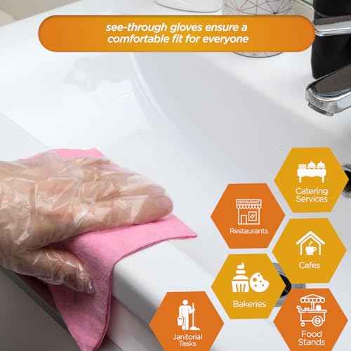 MED PRIDE Clear Food-Prep Poly Gloves |Multipurpose Latex-Free Disposable Gloves For Cooking