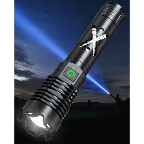 150000 Lumen Rechargeable Flashlight, 5 Modes Mini Handheld Powerful Flashlight, Zoomable Waterproof Tactical Flashlights for Outdoor Hiking Camping Enthusiasts