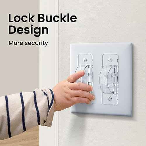Roxiuc 2 Pack Clear Light Switch Guard - Child Proof, Double Buckle, Dimmer Compatible, Indoor/Outdoor, 2 Count, 3.5 x 1 inches