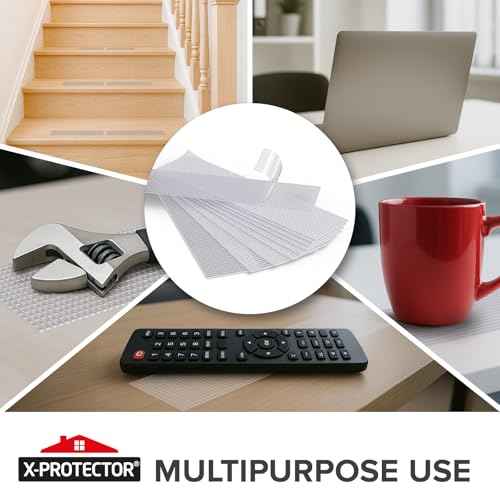 X-Protector Rubber Grip Tape Strips - 10 PCS Pack of Non-Abrasive Grip Stickers - 2"x8.5" Heavy-Duty Non Slip Adhesive Strips - Clear Waterproof Rubberized Grip Tape for Handles!