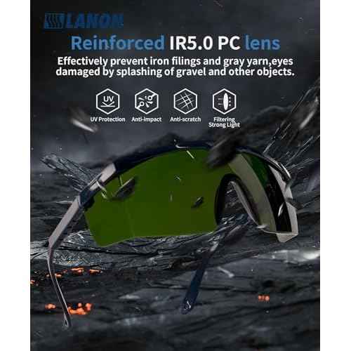 LANON Welding Safety Glasses,IR Filter Shade 5.0 Lens,Anti-Scratch & Anti-Impact,ANSI Z87.1 Double-sided Antifog,Wrap-Around Protective Safety Goggles,UV Protection