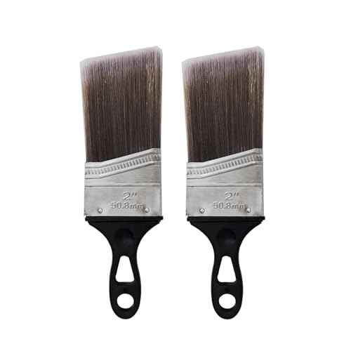 2 Inch Brush with Rubber Handle Shortcut Angle Sash Paintbrush,Suitable for All Paints 2 Pack