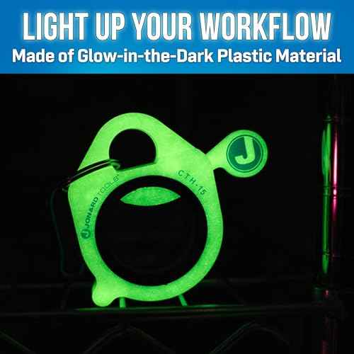 Jonard Tools CTH-15 Cable Tie Holder, 1.5"- Cable Tie Holder with Spring-Loaded Design, Glow-in-the-Dark, Includes Carabiner, Rubber Ring, Fits 4"-24" Zip Ties and Cable Ties