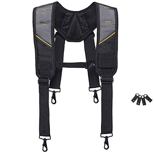 ToughBuilt ? Pro Padded Suspenders, Heavy-Duty Adjustable Work Suspenders with Breathable Padding, Durable Buckle Clips, and Reinforced Stitching for Tool Belts and Jobsite Comfort