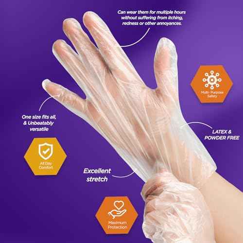 MED PRIDE Clear Food-Prep Poly Gloves |Multipurpose Latex-Free Disposable Gloves For Cooking