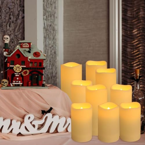 YOROXRG 24 Waterproof Outdoor Flameless Candles Set - Ivory, 3 Sizes with Remote & Timer