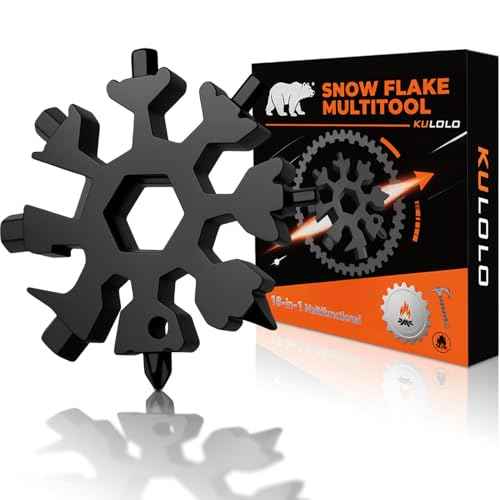 White Elephant Gift for Adults 2025 ? 18 in 1 Snowflake Multi Tool,Stainless Steel EDC Gadget with Bottle Opener,Wrench & Key Ring ? Christmas Stocking Stuffer for Dad,Husband,Men(Black)