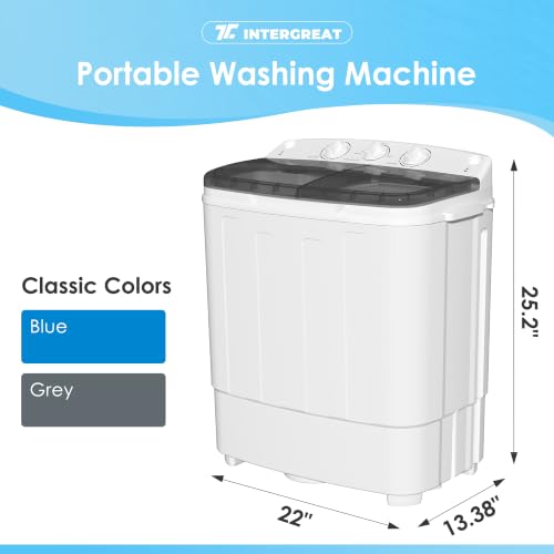 INTERGREAT Portable Washing Machine 16lbs Compact Washer & Dryer Combo with Glass Cover