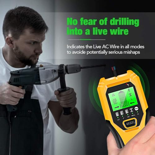 FOLAI Yellow 5-in-1 Stud Finder Wall Scanner with LCD & Audio Alarm