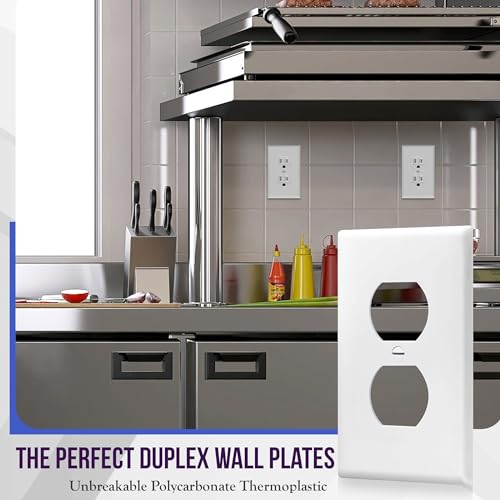 ENERLITES White Wall Plate Outlet Cover Pack of 10 - Standard Size, Durable & Easy Install