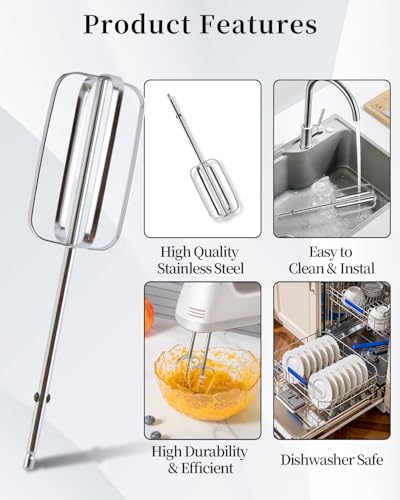 2 Pcs Hamilton Beach Hand Mixer Beater Attachments 7.88in Square Silver Replacement Parts